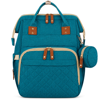 Plecak dla mamy torba do wózka mommy bag PETERSON pojemny wodoodporny port USB turkusowy