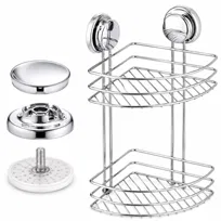 Półka narożna łazienkowa na przyssawki 3-poziomowa chrom Yoka Home