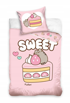 POŚCIEL 140x200 KOT PUSHEEN RÓŻOWA SWEET 100% BAWEŁNIANA DLA DZIEWCZYNKI