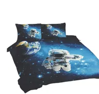 Pościel 160X200 Kosmos Czarna Niebieska Universal Matex