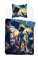 Pościel bawełniana młodzieżowa 140x200 granatowa z astronautą i planetami – 5869 A – Dream Collection