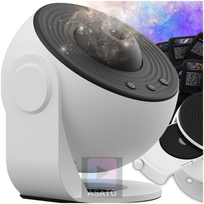 Projektor gwiazd planetarium LED 12w1, lampka nocna z obrotem 360°, timer 1h/2h, regulacja ostrości, USB-C, dla dzieci i dorosłych, kosmos na sufit ASATO®