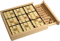 Puzzle drewniane Sudoku 81 elementów z szufladą, gra logiczna