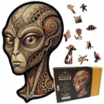 Puzzle Ufo XXL | Układanka drewniana Kosmita Prezent Mruu&Pruu