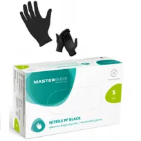 Rękawiczki Nitrylowe CZARNE BLACK S 100 sztuk bezpudrowe MASTER GLOVE