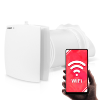 Rekuperator powietrza ścienny do pojedynczych pomieszczeń Weber z pilotem i Wi-Fi, 64 m³/h Weber