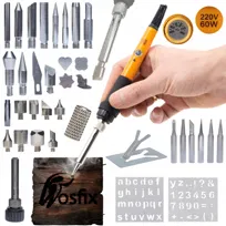 Rosfix Zestaw 8w1 lutownica precyzyjna z potencjometrem Rosfix Orange Pitbull OP60W Seria Electric S+30 elementów do wypalania drewna