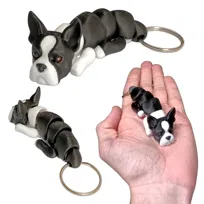 Ruchomy Brelok - Pies Boston Terrier, Bostończyk, Brelok do Kluczy