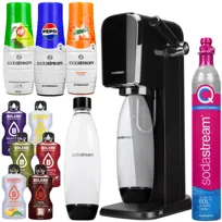 Saturator do wody SODASTREAM ART - czarny zestaw z butlą i syropami Pepsi 7up Mirinda napoje gazowane domowy ekspres na wodę gazowaną Quick Connect