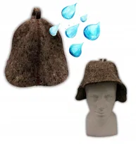 SAUNA KAPELUSZ - CZAPKA DO SAUNY 100% WEŁNA OWCZA W KOLORZE BRĄZOWYM