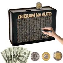 Skarbonka Wykreślana Prezent Cel 10000 Personalizacja Czarna Zbieram na Auto