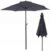 Składany Duży Parasol Ogrodowy Na Taras Balkon Ciemny Szary Porządny 300Cm