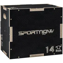 Skrzynia plyometryczna SPORTNOW 3 w 1, drewniana skrzynia do skoków, platforma plyometryczna z uchwytem, ​​trening plyometryczny, 40,5 x 35,5 x 30,5 cm, kolor czarny