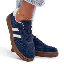 Sneakersy Damskie Zamszowe Na Platformie Granatowe Sylviona-40