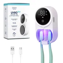 Sterylizator UV-C + UV-A do szczoteczek ZENT® Uveo Duo, Bezdotykowy uchwyt z suszeniem i sensorem, Automatyczna dezynfekcja co 3h