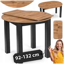 Stół Rozkładany Okrągły Kuchenny Do Jadalni Salon Dąb Craft HARRY 92-132 cm