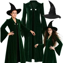 Strój Czarownicy Na Halloween Wiedźma Płaszcz Czarodzieja Kapelusz S M
