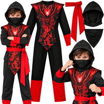 Strój Ninja Kostium Samuraj Wojownik Maska Smok Na Bal Karnawał 128 134 Cm