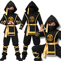 Strój Ninja Kostium Samuraj Wojownik Maska Złoty Smok Bal Karnawał 116 122