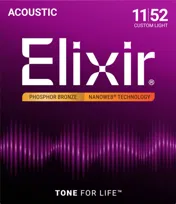 Struny do Gitary Akustycznej 11-52 Elixir Nanoweb Phosphor Bronze