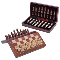 Szachy drewniane Magnetyczne 290 Intarsja - Mahon / Jawor