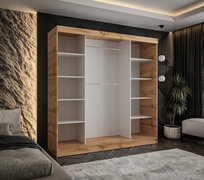 SZAFA PRZESUWNA 3D 170x205 DĄB WOTAN - LUSTRO PEŁNE -NISKA