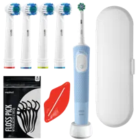 Szczoteczka elektryczna ORAL-B Vitality Pro D103 - niebieska etui końcówki timer 3 tryby czyszczenia dodatki zestaw podróżny