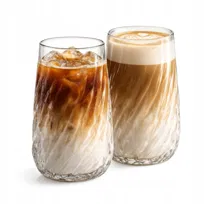 Szklanki WAVE 580 ml 2 szt. do Kawy Latte Drinków Soków Falowane Szkło