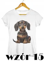 T-SHIRT KOSZULKA DAMSKA PIESEK SZCZENIAK SZCZENIACZEK JAMNIK HUSKY XS