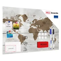 Tablica na magnesy METALboards, jasna mapa świata 90x60 cm