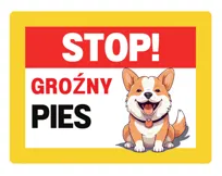 Tabliczka Groźny Corgi - 20X28 Cm