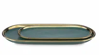Tace dekoracyjne Lovia Green ceramiczne zielone komplet