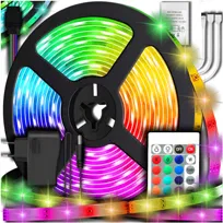 TAŚMA LED 5M RGB 12V + PILOT WODOODPORNA ZESTAW KOLOROWA LEDY SAMOPRZYLEPNA