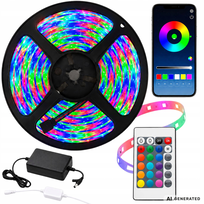 TAŚMA LED RGB KOLOROWA 10M 12V 5050RGB PILOT APLIKACJA MUSIC SYNC ZASILACZ