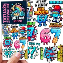 TATUAŻE DLA DZIECI ZMYWALNE TYMCZASOWE 67 SIX SEVEN BRAINROT VIRAL WZORY