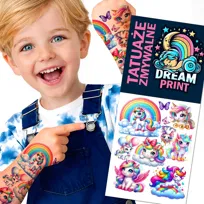 TATUAŻE ZMYWALNE DLA DZIECI DZIECIĘCE JEDNOROŻCE UNICORN KOŃ WODNE WZORY