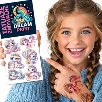 TATUAŻE ZMYWALNE DLA DZIECI DZIECIĘCE JEDNOROŻCE UNICORN KOŃ WODNE WZORY