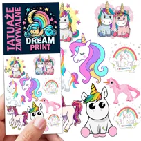 TATUAŻE ZMYWALNE DLA DZIECI JEDNOROŻCE UNICORN WZORY ORYGINALNE