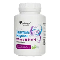 Taurynian magnezu, Aliness, suplement diety 100 mg z witaminą B6, 100 kaps.