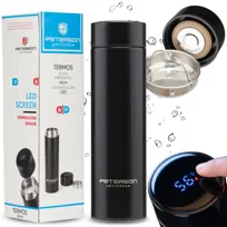 Termos do herbaty kawy z termometrem z wyświetlaczem LED 480 ml Peterson czarny