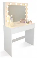 Toaletka Kosmetyczna ROT Service Biała 80x40x140 cm Z Lustrem LED, Szufladą, MDF, Do Makijażu i Wizażu