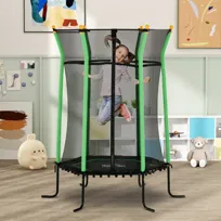 Trampolina dla dzieci, Ø163,5 cm, z siatką bezpieczeństwa, wyściełana, stal, obciążenie do 50 kg