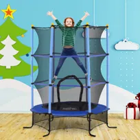 Trampolina dla dzieci, Ø163 cm, z siatką bezpieczeństwa, do użytku wewnątrz i na zewnątrz, obciążenie do 50 kg, stal, tworzywo sztuczne, niebieska