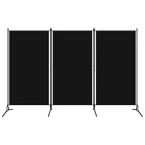 vidaXL Parawan 3-panelowy, czarny, 260 x 180 cm