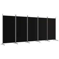 vidaXL Parawan 5-panelowy, czarny, 433x180 cm, tkanina
