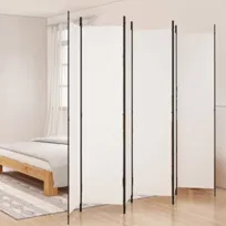vidaXL Parawan 6-panelowy, biały, 300x220 cm, tkanina