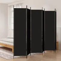 vidaXL Parawan 6-panelowy, czarny, 300x200 cm, tkanina