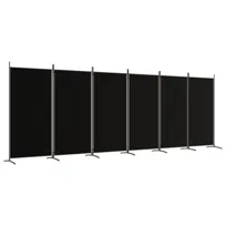 vidaXL Parawan 6-panelowy, czarny, 520x180 cm, tkanina