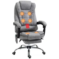 Vinsetto Fotel Biurowy z Masażem, Ergonomiczny Fotel do Biurka z Funkcją Leżenia i Ogrzewania, Regulowany Fotel Komputerowy z Podnóżkiem, Kieszenią Boczną i Pilotem, Brązowy