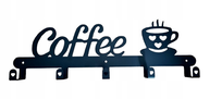 WIESZAK NA KUBKI METALOWY 43cm 5 HAKÓW DIKOM CZARNY MAT KAWA COFFEE X 5 XXL